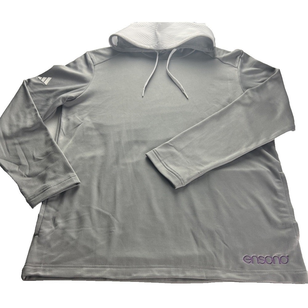 Adidas Men's Hoodie Size Large Textured‎ Mixed Media Hooded Sweatshirt  Logo E24